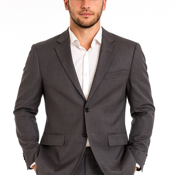 Ermenegildo Zegna Grey Single Breasted Trim Fit Wool Blazer - Picture 1 of 12